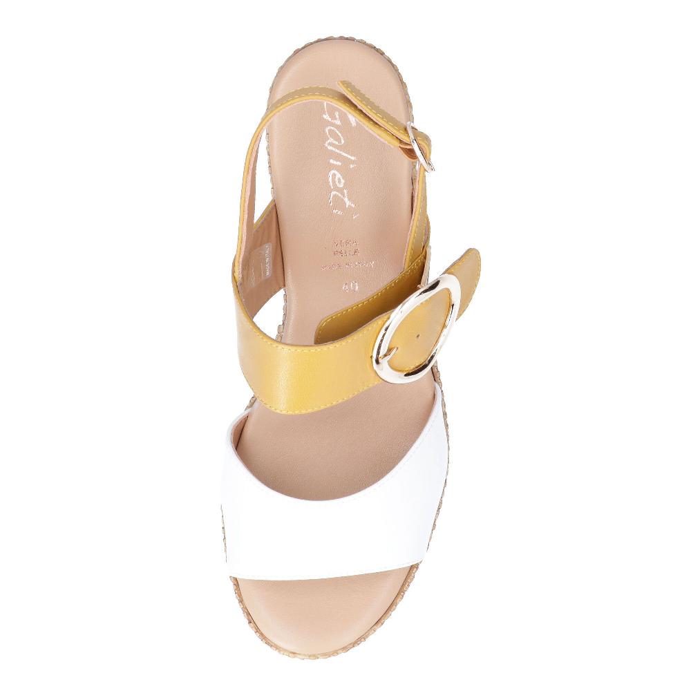 QVC Galieti Sandali Bicolori In Pelle Con Tacco 9 Cm E Plateau 3 5 Cm