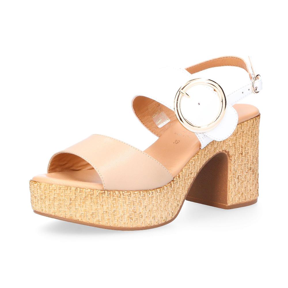 QVC Galieti Sandali bicolori in pelle con tacco 9 cm e plateau 3 5 cm