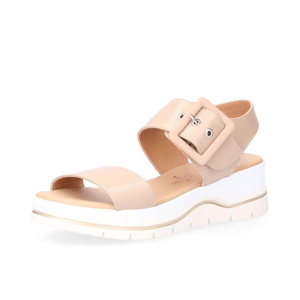 QVC Galieti Sandali in pelle con fasce e zeppa 4 cm