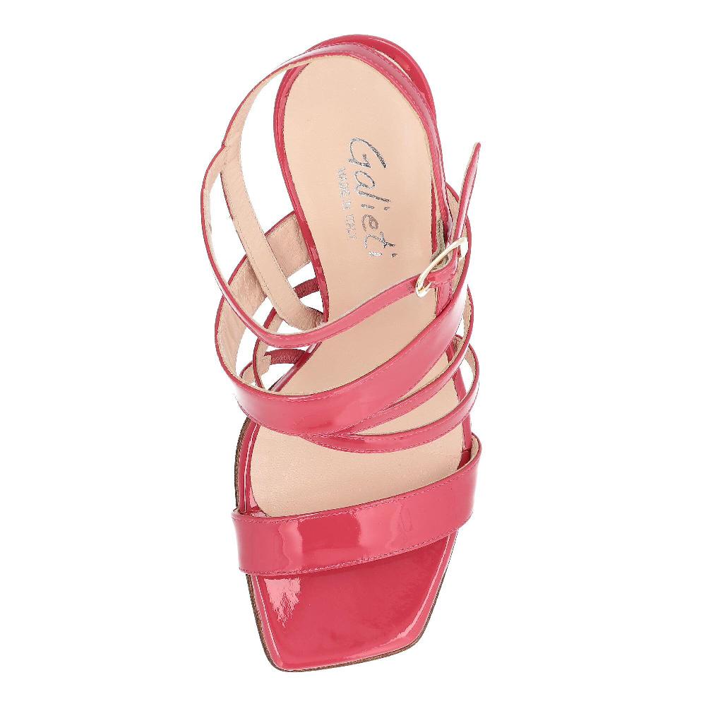 QVC Galieti Sandali In Pelle Verniciata Con Tacco Scultura 10 Cm