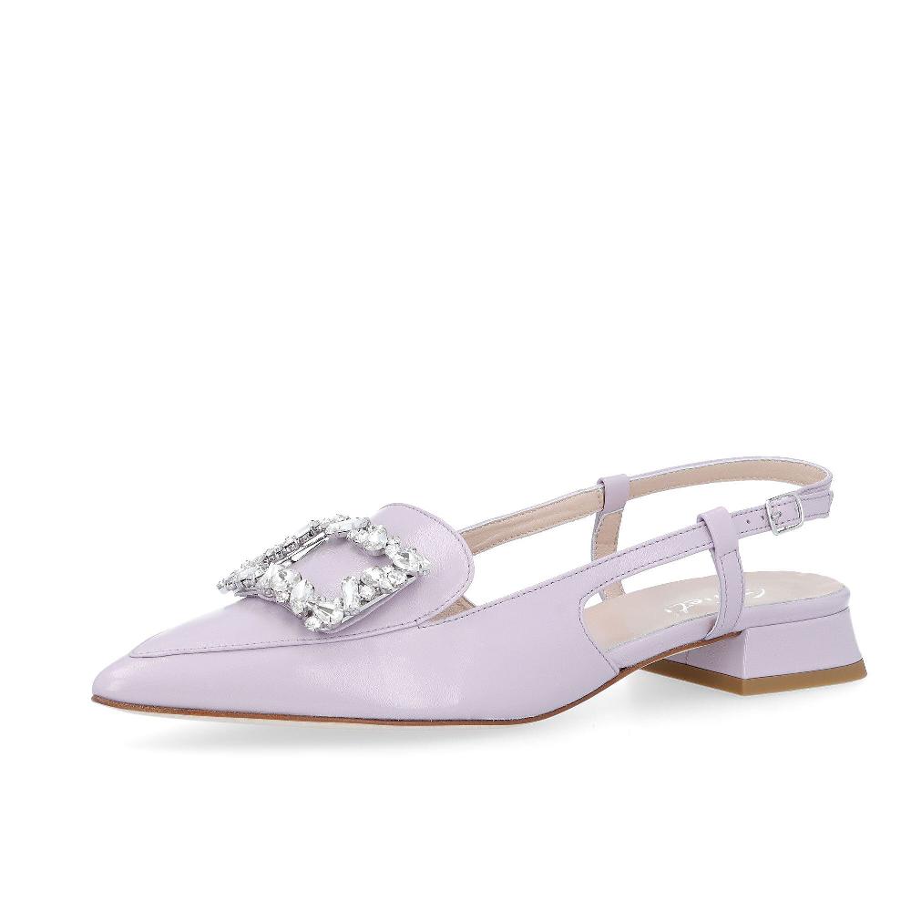 QVC Galieti Sandali slingback in pelle con decoro gioiello