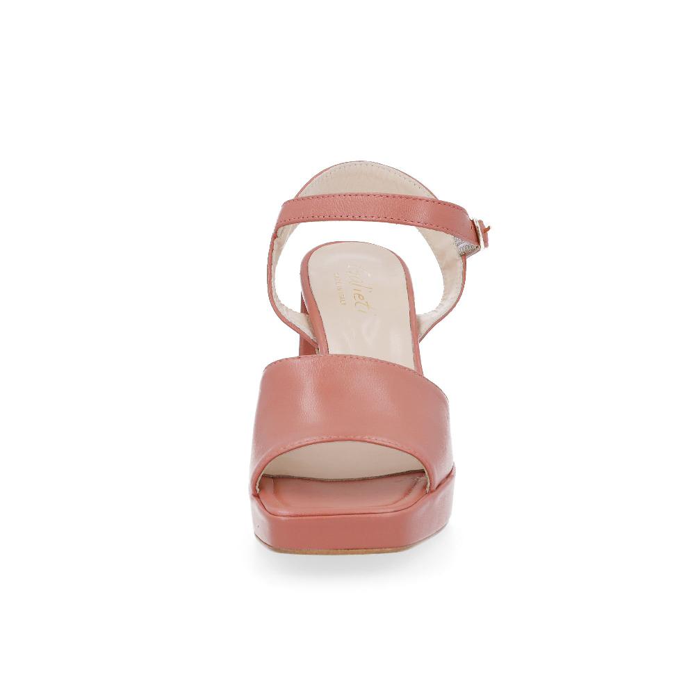 QVC Galieti Sandalo In Pelle Cinturino Caviglia Plateau 3 Tacco 9 Cm Made In Italy