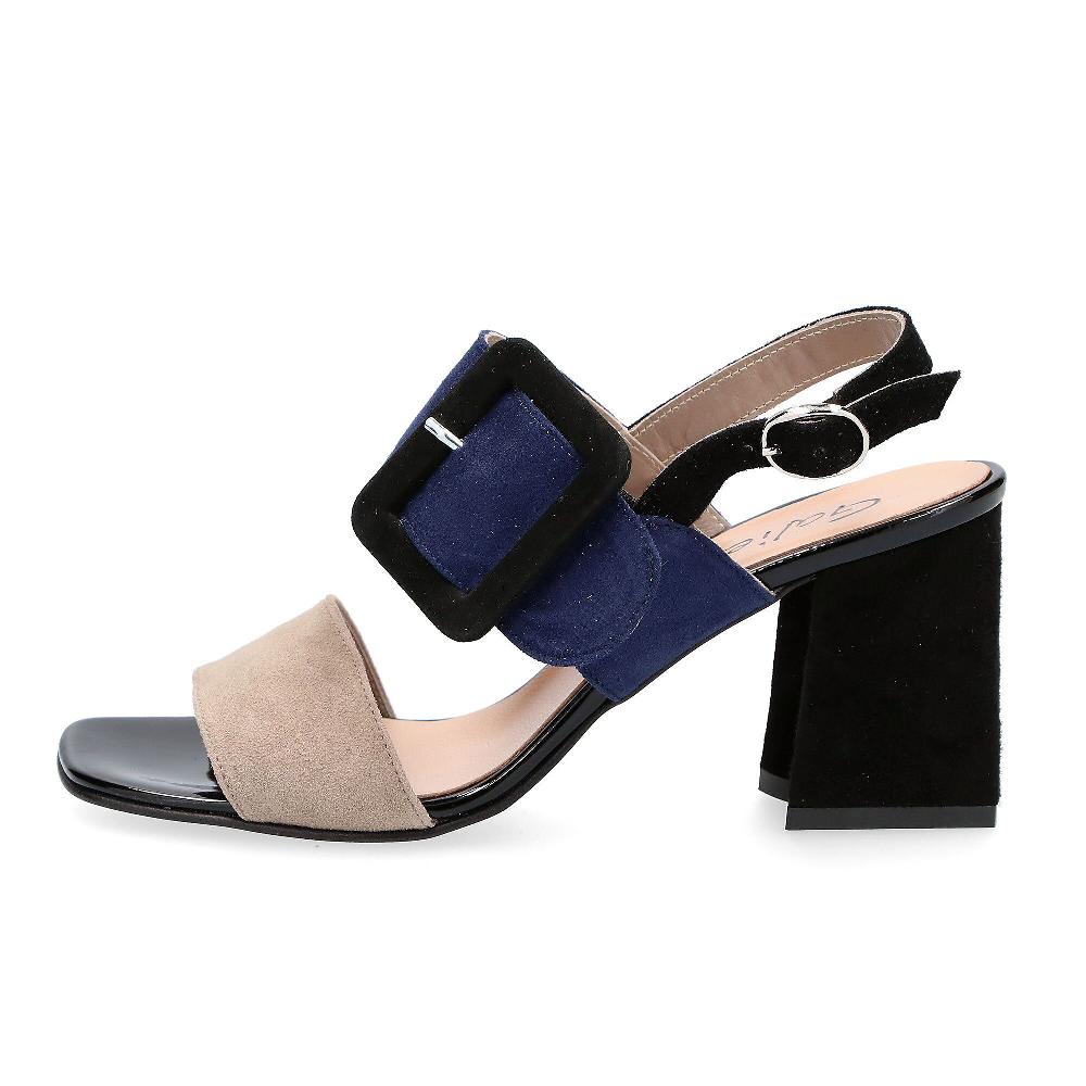 QVC Galieti Sandalo In Pelle Con Maxi Fibbia Tacco 7cm