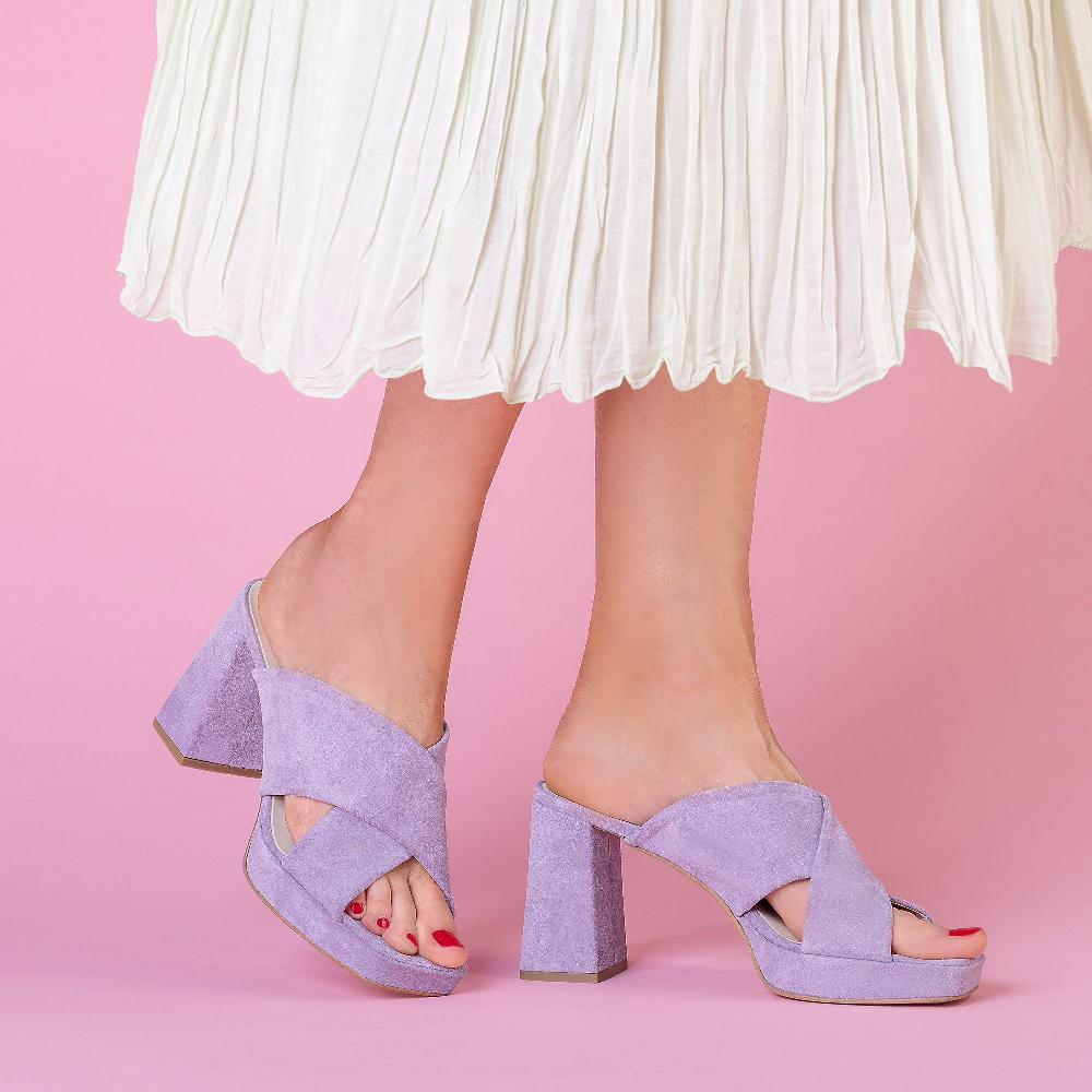 QVC Galieti Sandalo in pelle scamosciata tacco 10 cm e plateau 3 cm