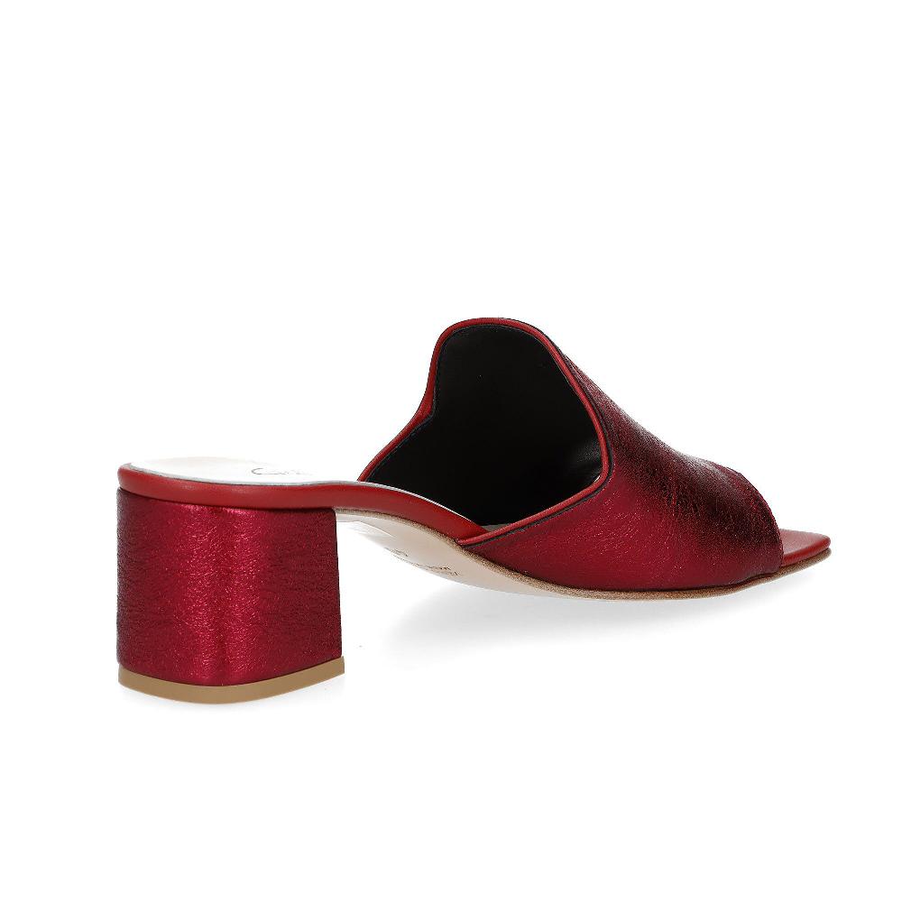 QVC Galieti Sandalo Mule In Pelle Laminata/craquele Con Tacco 5 5 Cm