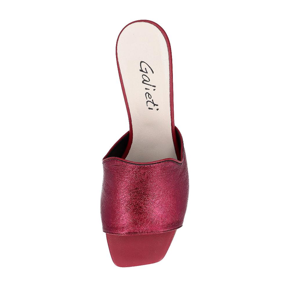 QVC Galieti Sandalo Mule In Pelle Laminata/craquele Con Tacco 5 5 Cm