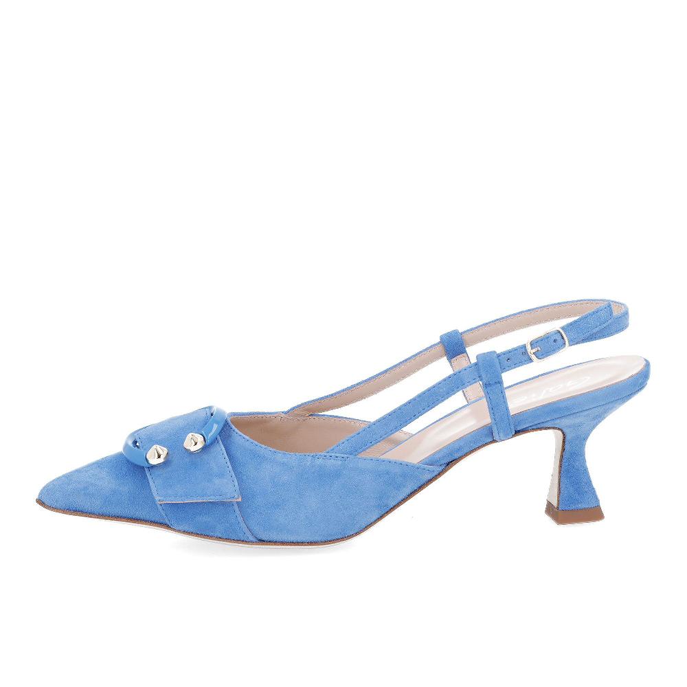 QVC Galieti Slingback In Pelle Scamosciata Con Fibbia E Tacco 6 5 Cm