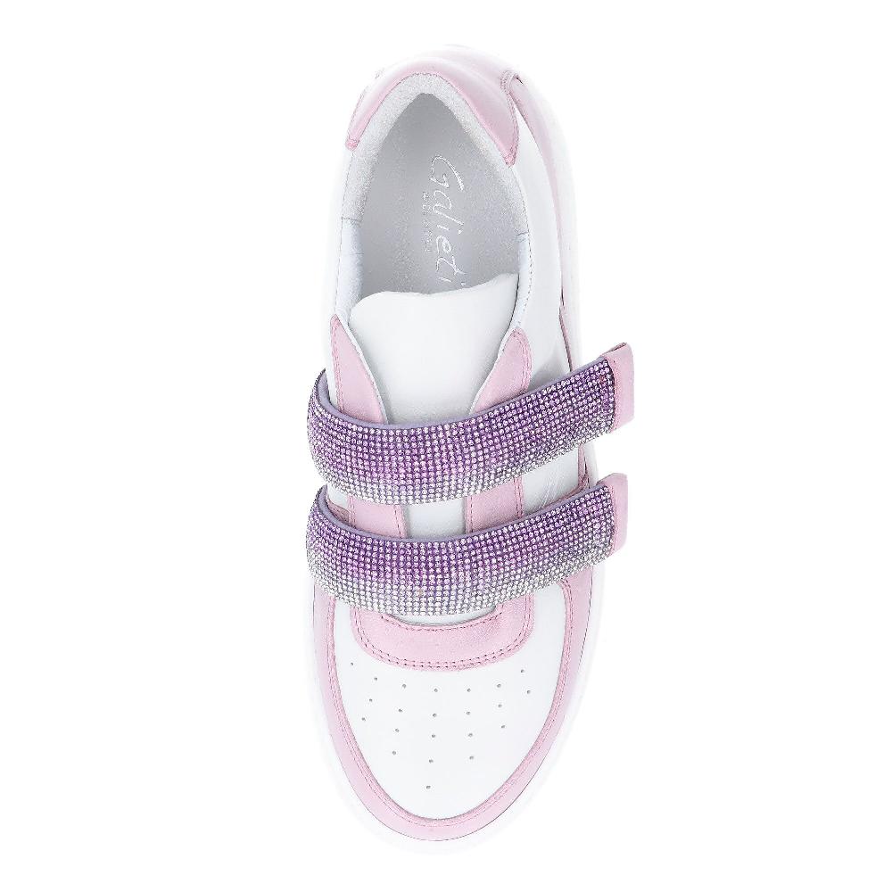 QVC Galieti Sneaker In Pelle Con Inserti A Contrasto E Strass