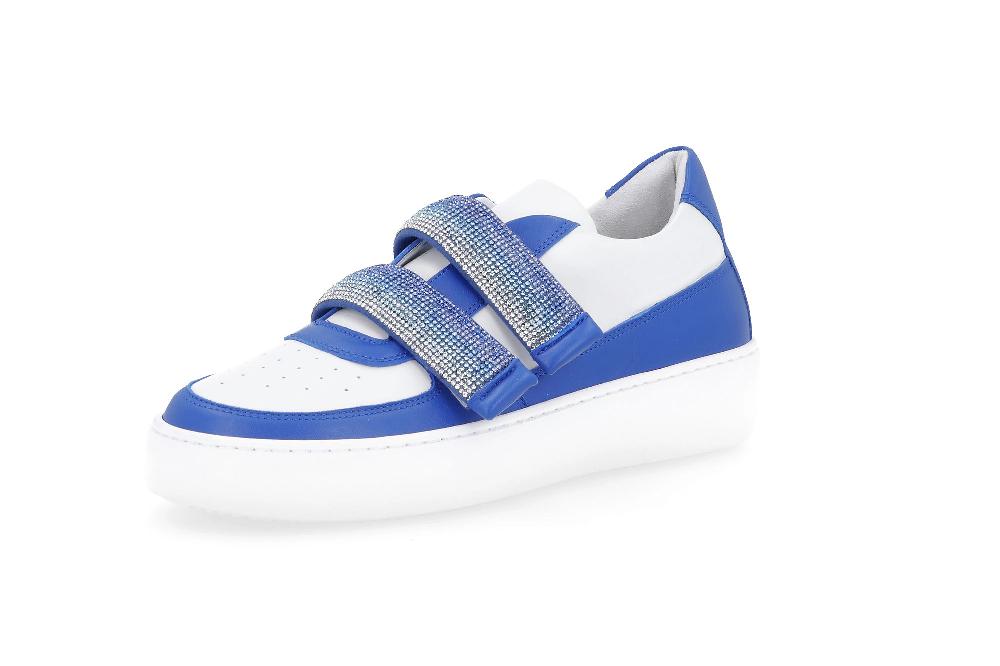 QVC Galieti Sneaker in pelle con inserti a contrasto e strass