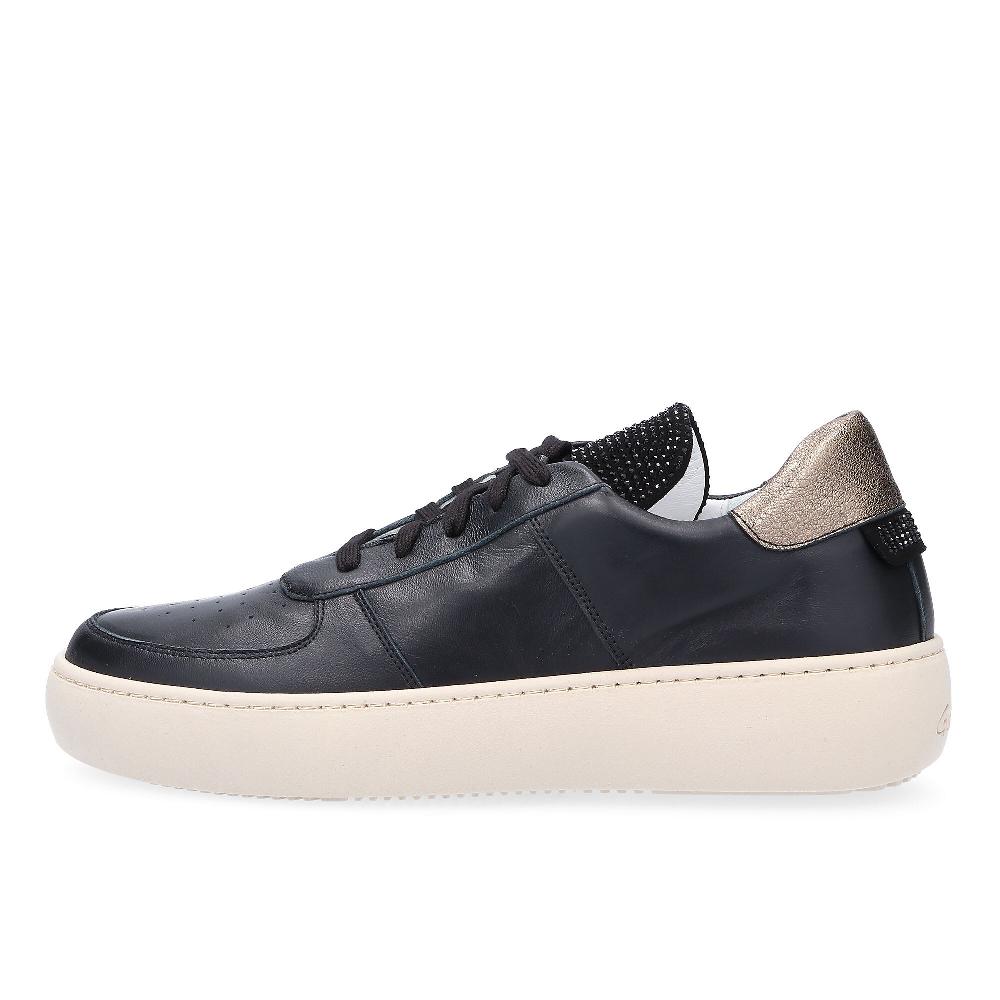 QVC Galieti Sneaker Stringate In Pelle Con Inserto Laminato E Strass