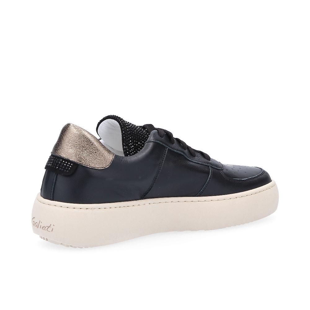 QVC Galieti Sneaker Stringate In Pelle Con Inserto Laminato E Strass