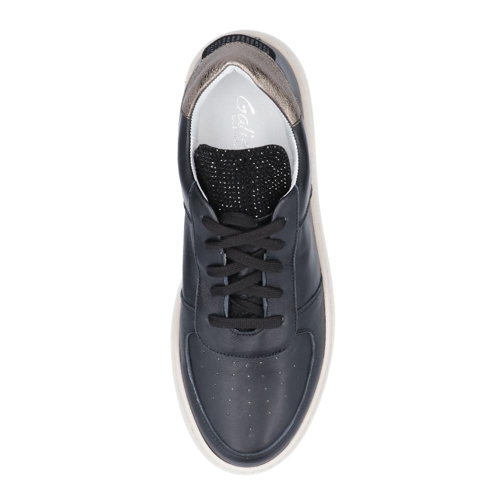 QVC Galieti Sneaker Stringate In Pelle Con Inserto Laminato E Strass