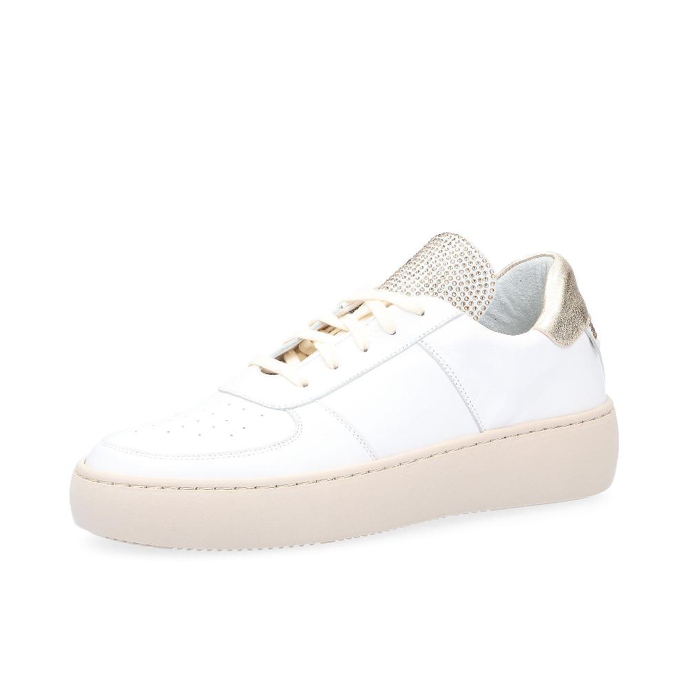 QVC Galieti Sneaker stringate in pelle con inserto laminato e strass