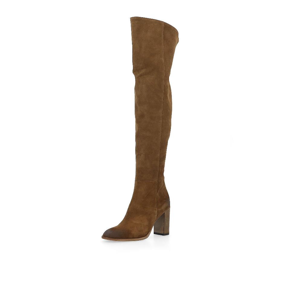 QVC Galieti Stivale in pelle scamosciata con tacco 9 cm