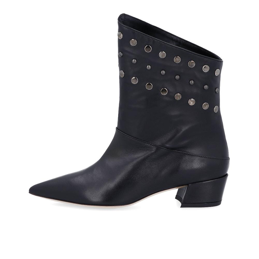 QVC Galieti Stivaletti In Pelle Con Borchie E Tacco 3 5 Cm
