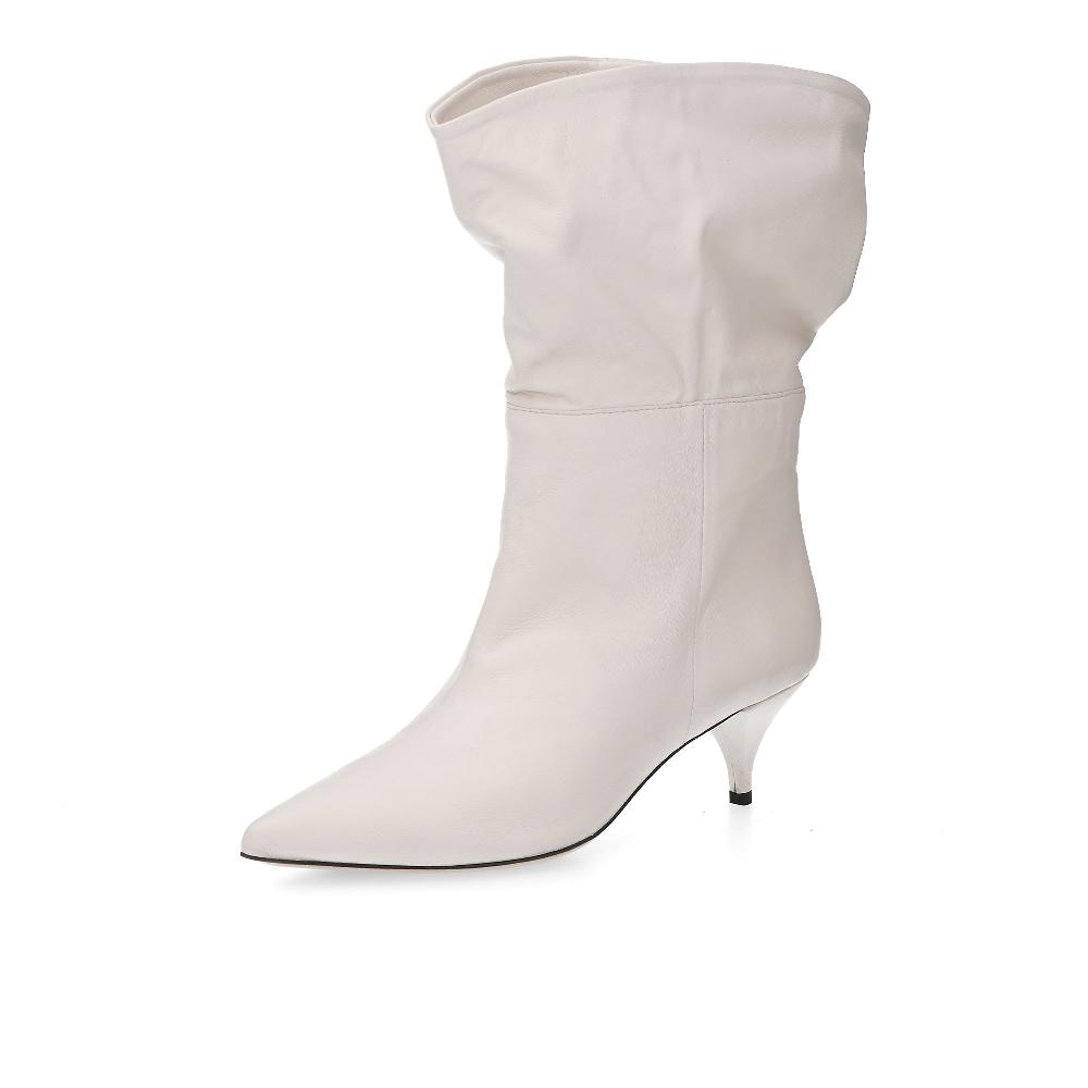 QVC Galieti Stivaletti in pelle con gampale aperto e tacco 5 5 cm