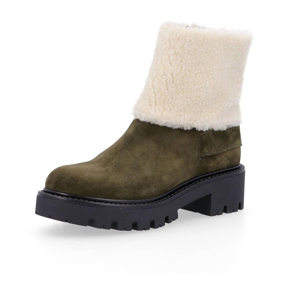QVC Galieti Stivaletti in pelle crosta con risvolto in lana