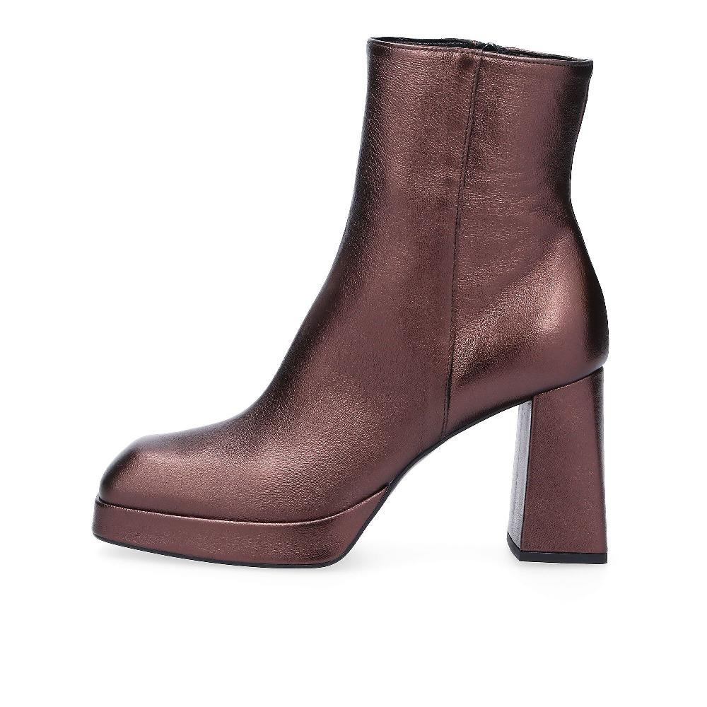 QVC Galieti Stivaletti In Pelle Laminata Con Tacco 9cm E Plateau 2cm