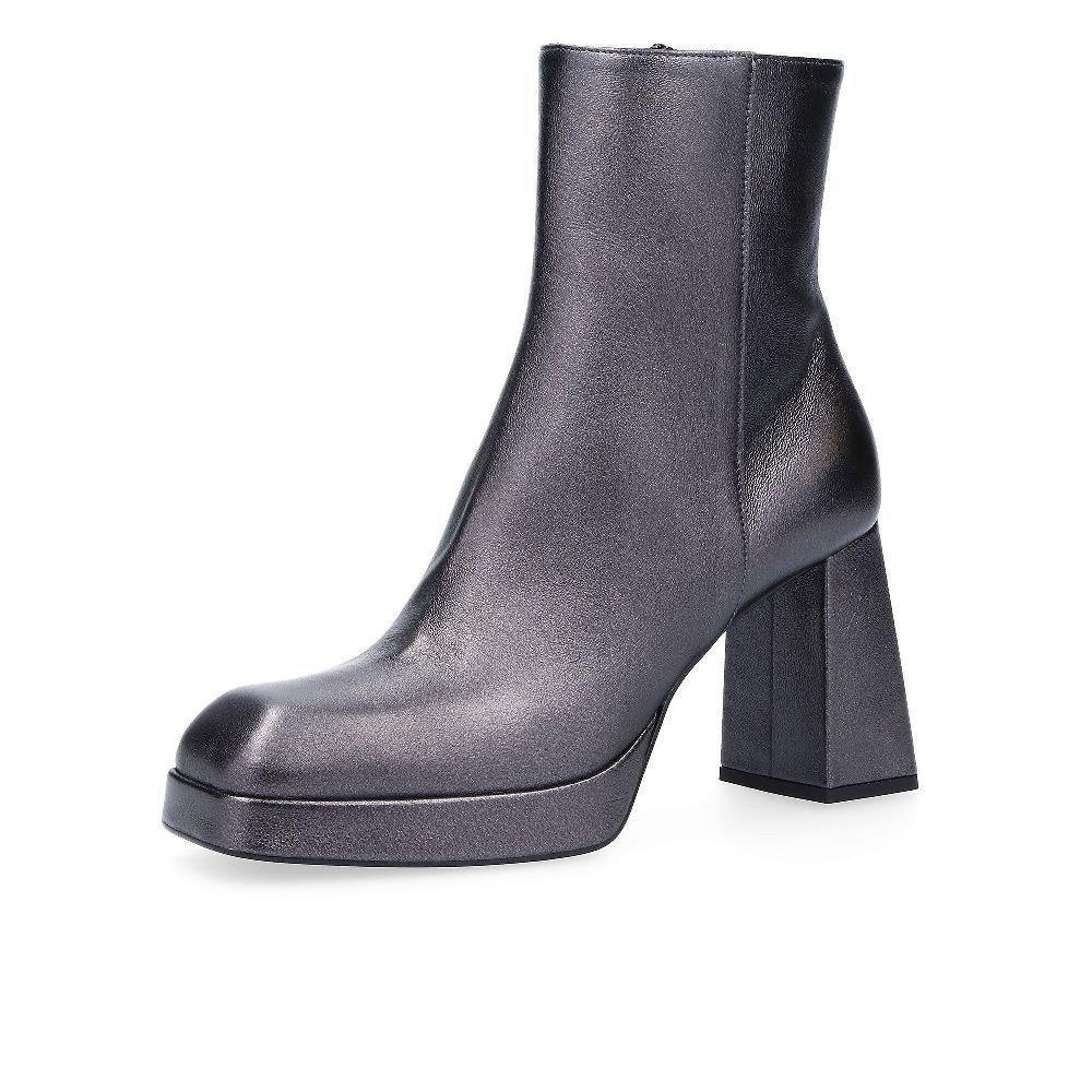 QVC Galieti Stivaletti in pelle laminata con tacco 9cm e plateau 2cm
