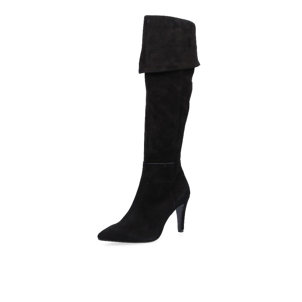 QVC Galieti Stivali alla coscia in pelle scamosciata con tacco 9cm