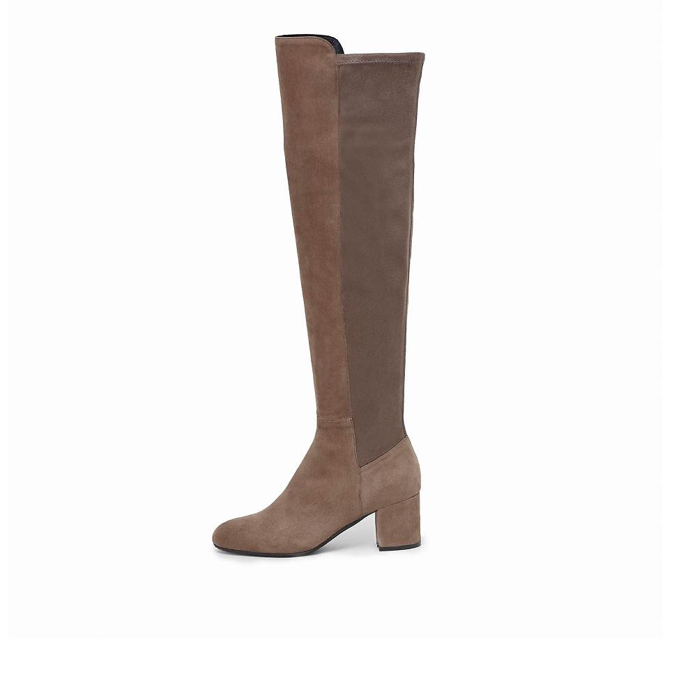 QVC Galieti Stivali Alti In Pelle Scamosciata Tacco 7 Cm