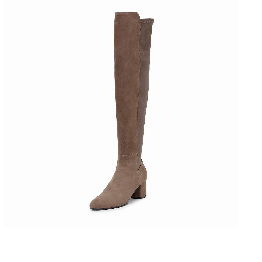 QVC Galieti Stivali Alti In Pelle Scamosciata Tacco 7 Cm