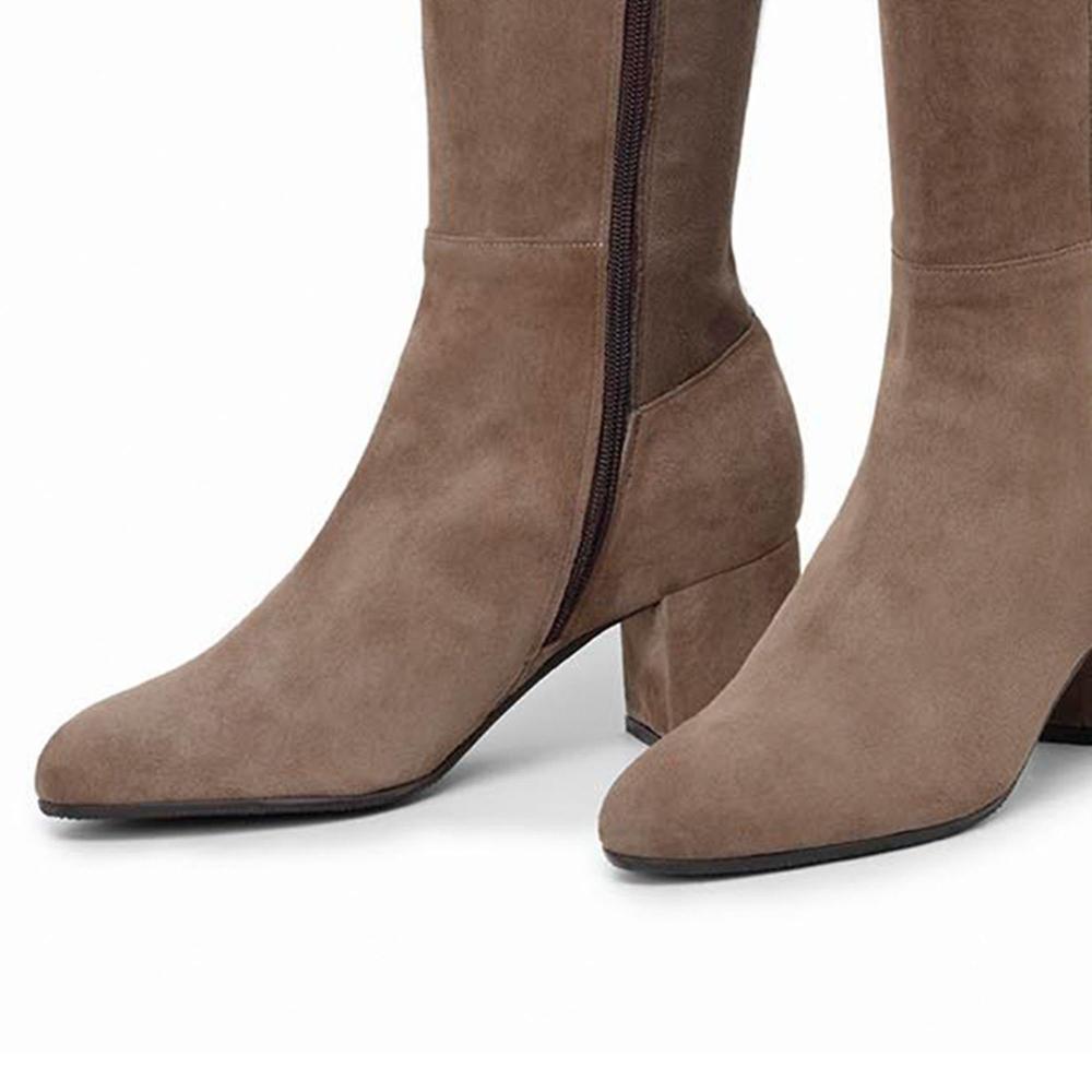 QVC Galieti Stivali Alti In Pelle Scamosciata Tacco 7 Cm