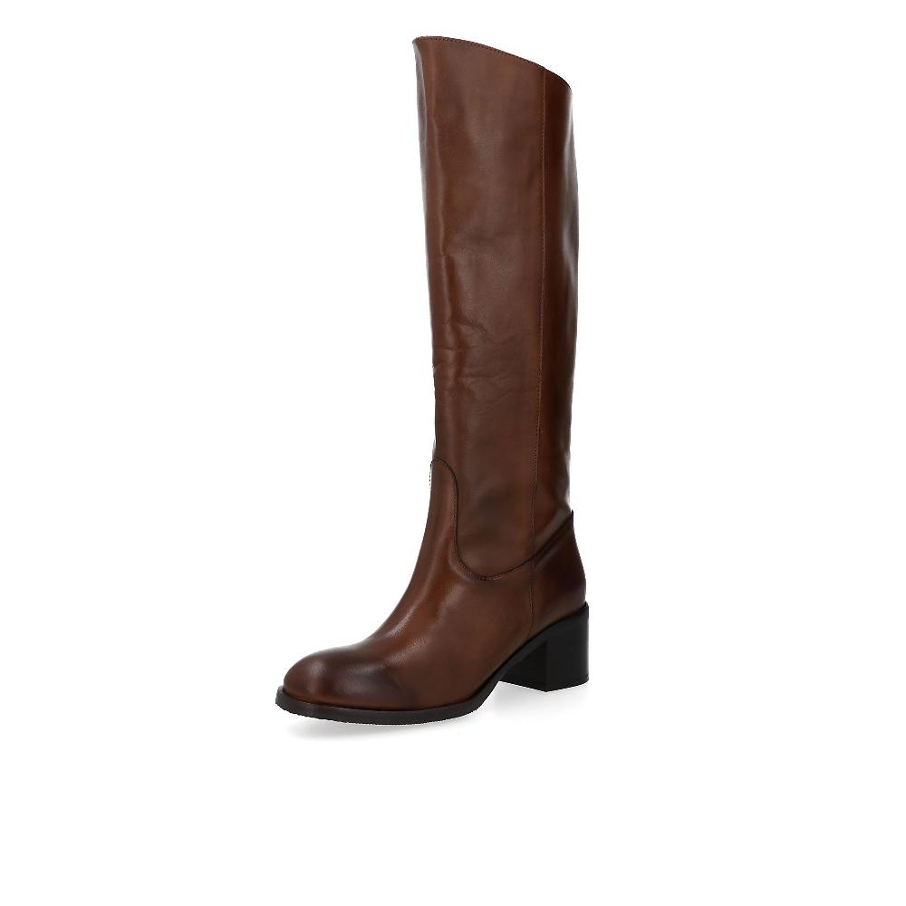 QVC Galieti Stivali alti in pelle svasati sopra con tacco 6cm