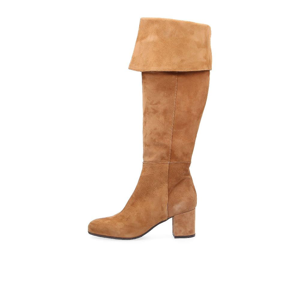 QVC Galieti Stivali In Pelle Con Bavero Rigirabile Tacco 6 5cm