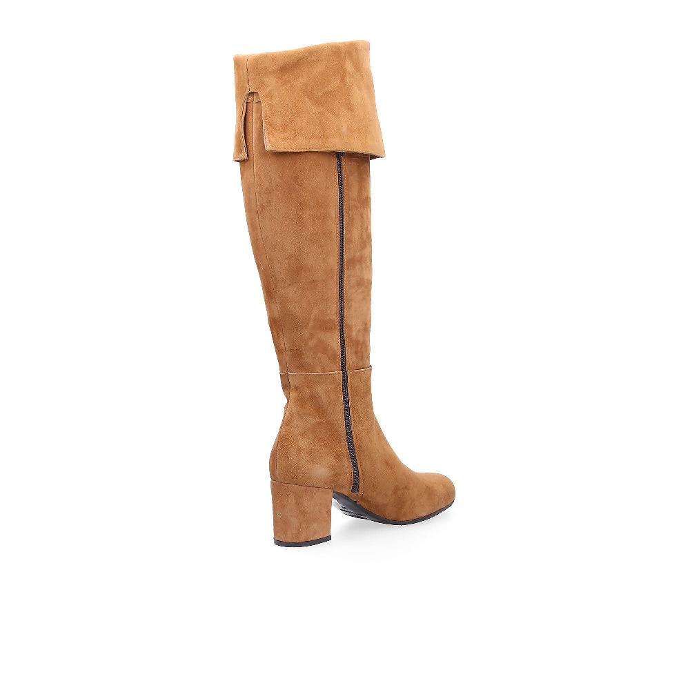 QVC Galieti Stivali In Pelle Con Bavero Rigirabile Tacco 6 5cm