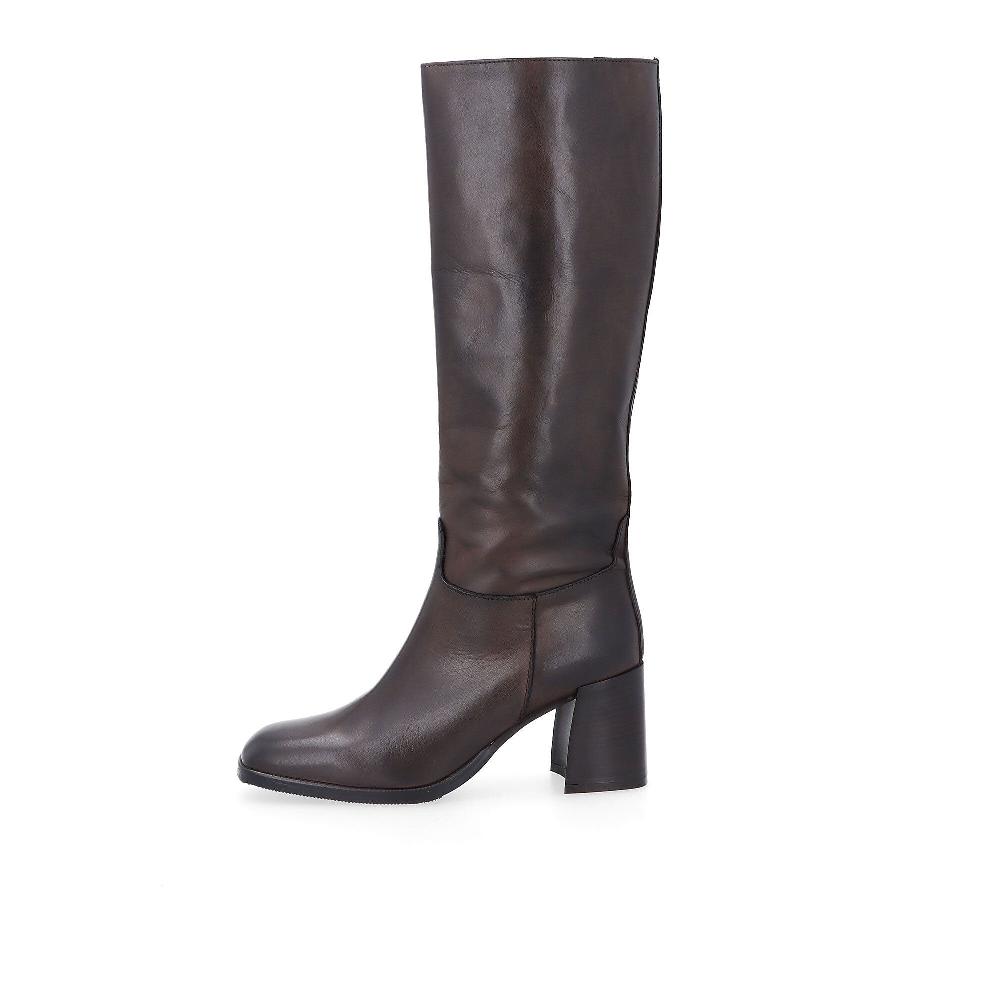 QVC Galieti Stivali In Pelle Con Design Quadrato Tacco 7cm