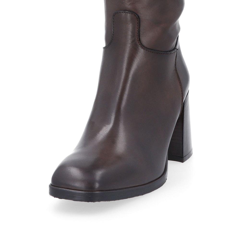 QVC Galieti Stivali In Pelle Con Design Quadrato Tacco 7cm
