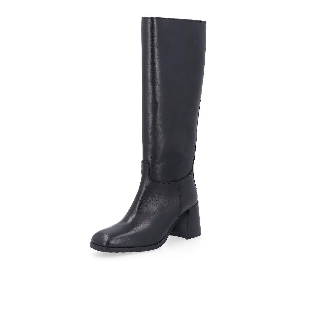 QVC Galieti Stivali in pelle con design quadrato tacco 7cm