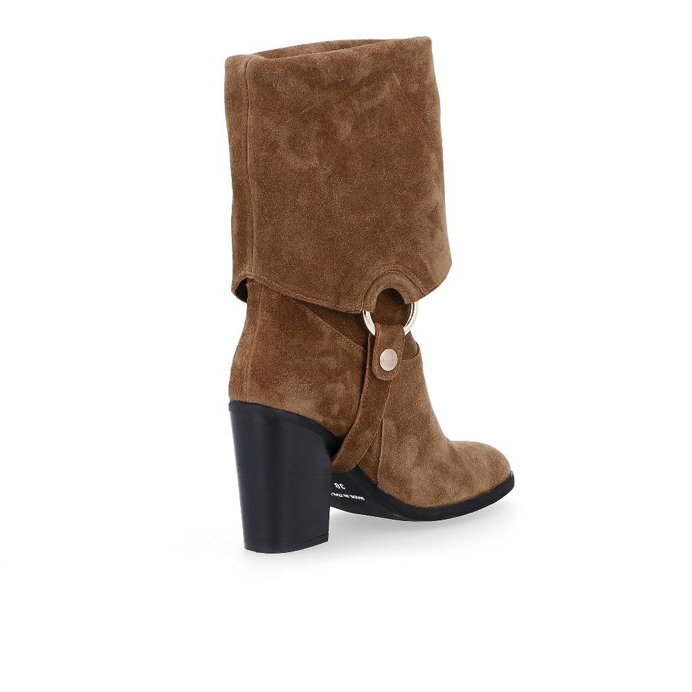 QVC Galieti Stivali In Pelle Scamosciata Fibbia Removibile Tacco 9 Cm