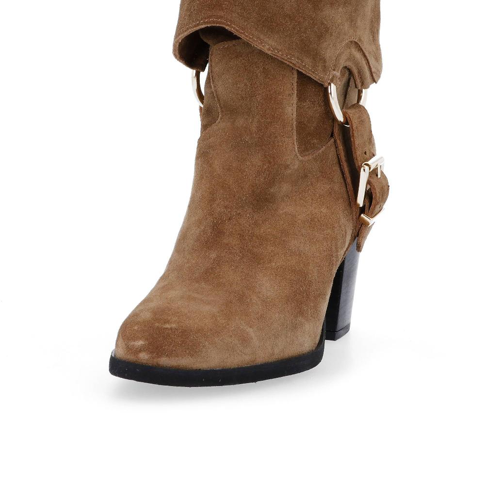 QVC Galieti Stivali In Pelle Scamosciata Fibbia Removibile Tacco 9 Cm