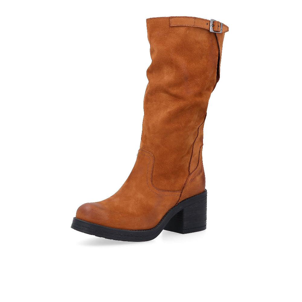 QVC Galieti Stivali morbidi in pelle con fibbia e tacco 7 cm