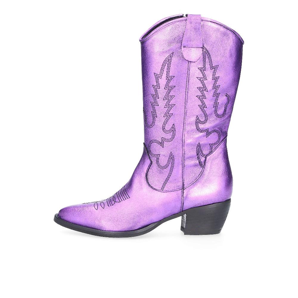 QVC Galieti Stivali Texani In Pelle Laminata Tacco 5 Cm