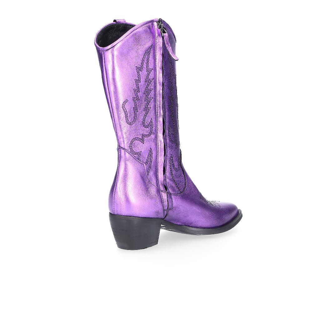 QVC Galieti Stivali Texani In Pelle Laminata Tacco 5 Cm