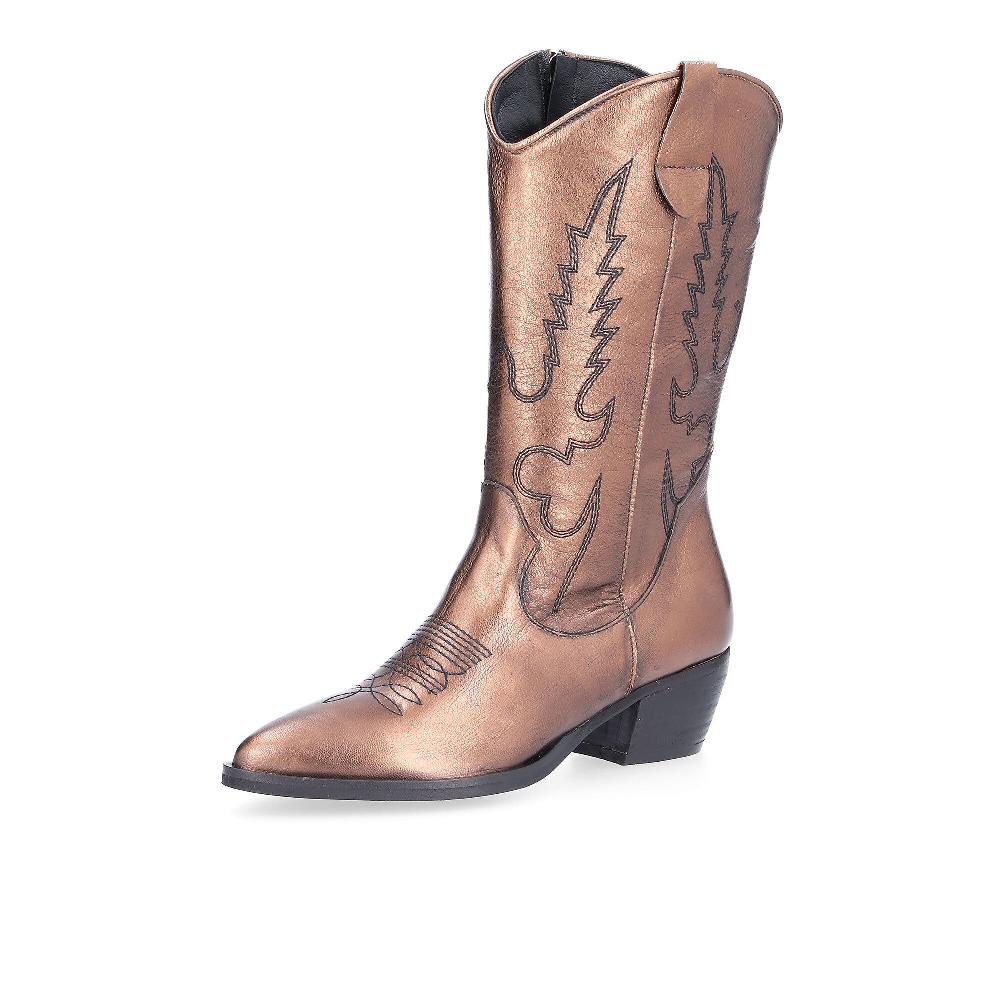 QVC Galieti Stivali texani in pelle laminata tacco 5 cm