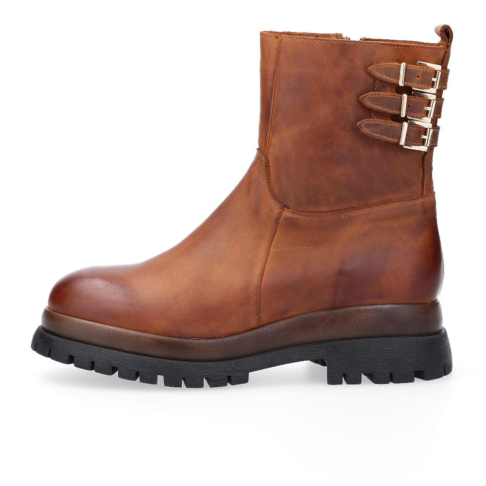 QVC Galieti Stivali Tronchetto In Pelle Con Cinturini E Suola Biker 5 Cm