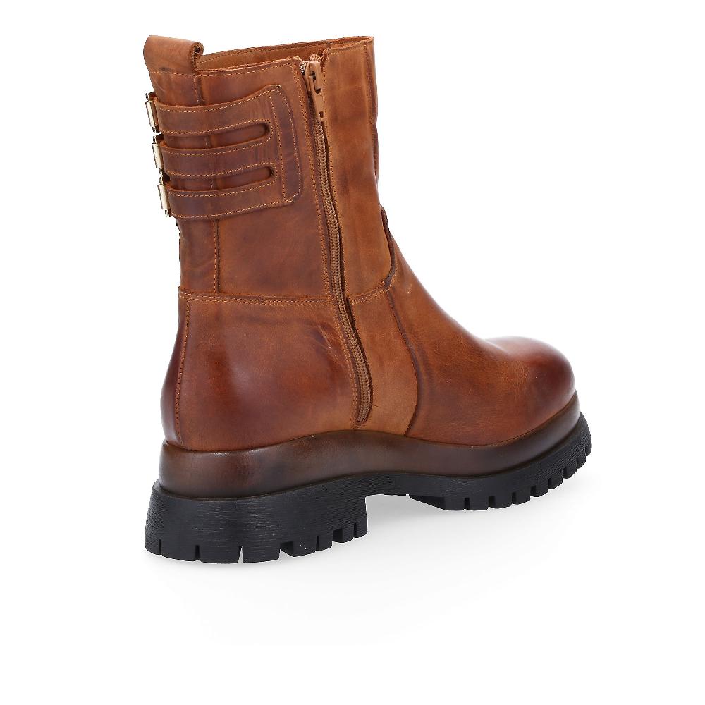 QVC Galieti Stivali Tronchetto In Pelle Con Cinturini E Suola Biker 5 Cm