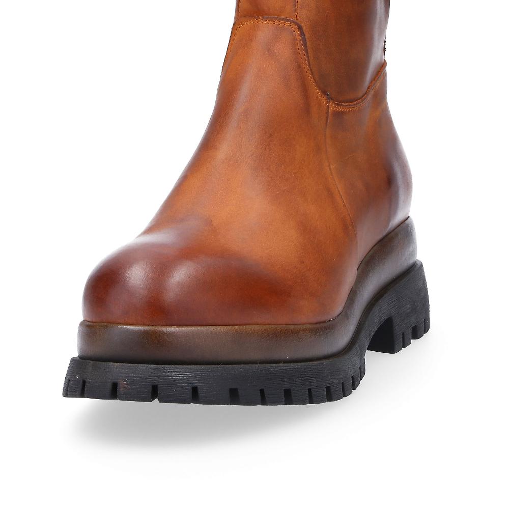QVC Galieti Stivali Tronchetto In Pelle Con Cinturini E Suola Biker 5 Cm