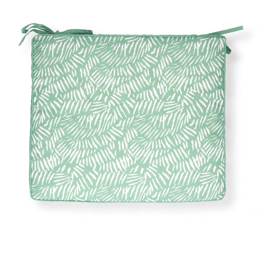 QVC Garden Reflections Cuscino imbottito per sedia da esterno verde con stampa. 43x37cm