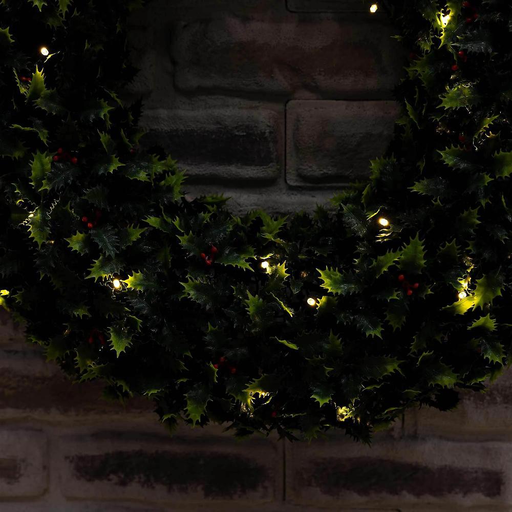 QVC Garden Reflections Ghirlanda Agrifoglio Artificiale Con Luci LED Ø 56cm