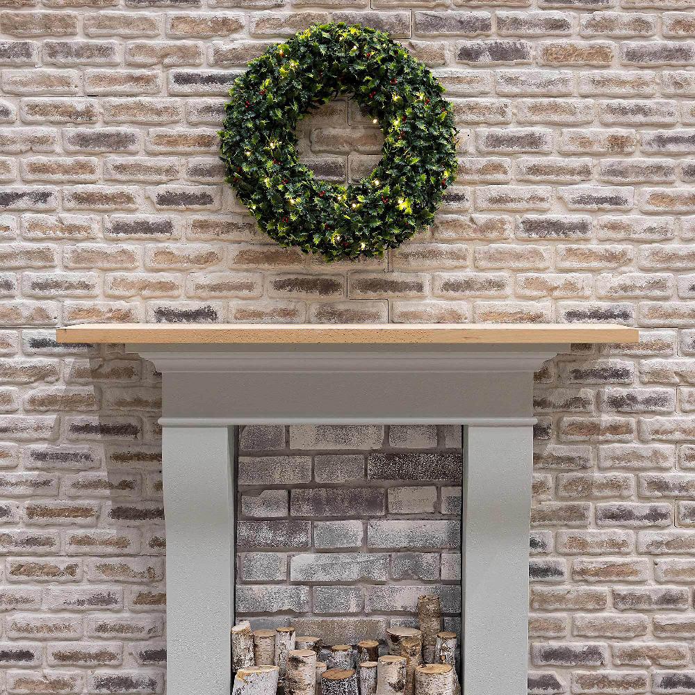 QVC Garden Reflections Ghirlanda agrifoglio artificiale con luci LED Ø 56cm