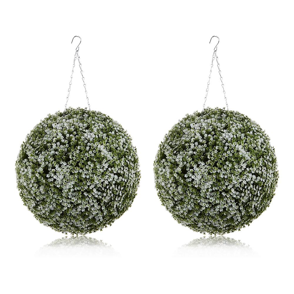 QVC Garden Reflections Set 2 sfere in petunia artificiale con gancio x esterni