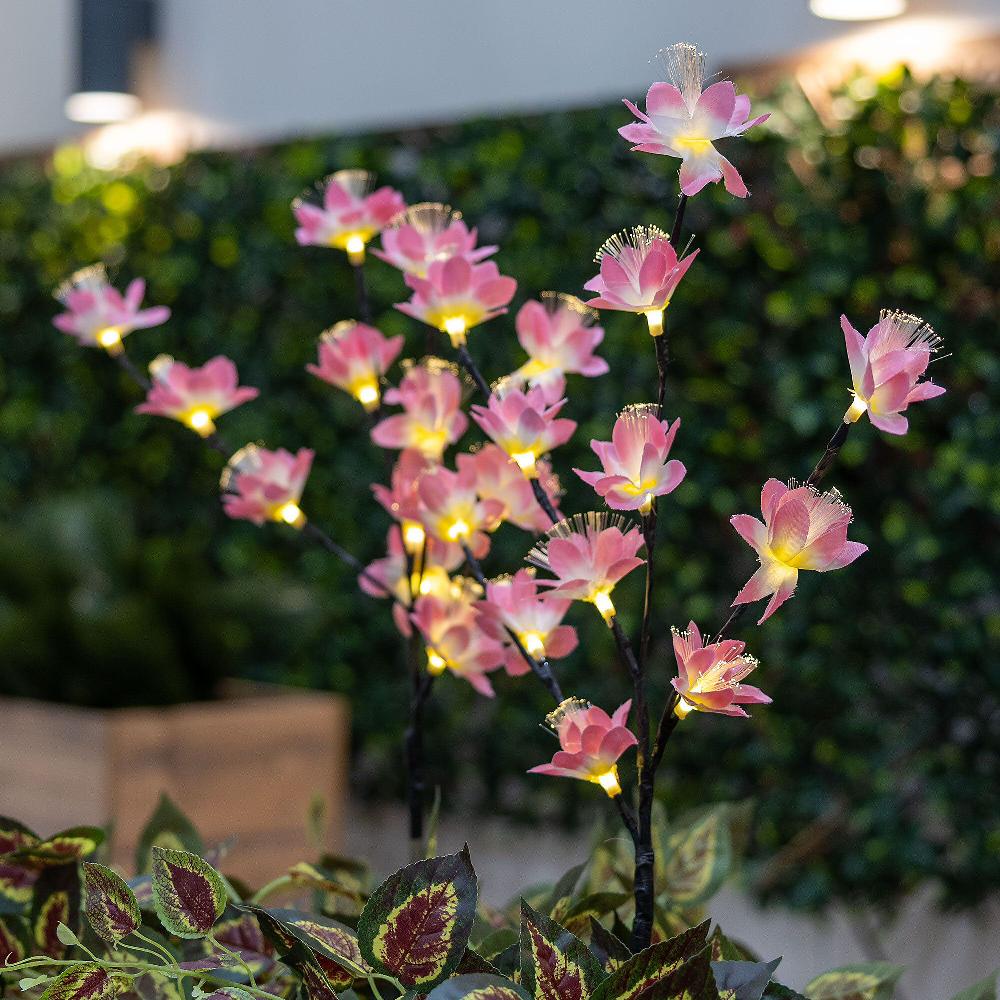 QVC Garden Reflections Set Di Due Piantine Artificiali Luminose Con Fiori Rosa