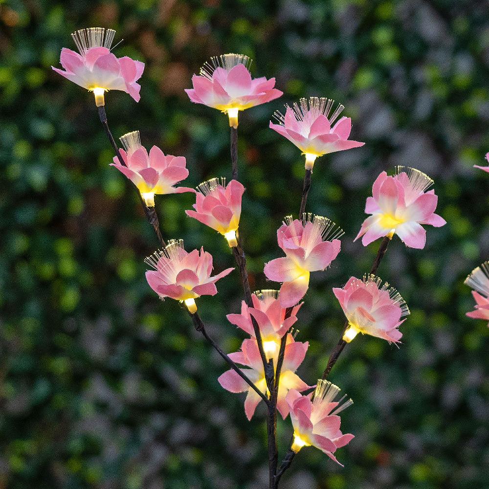 QVC Garden Reflections Set Di Due Piantine Artificiali Luminose Con Fiori Rosa