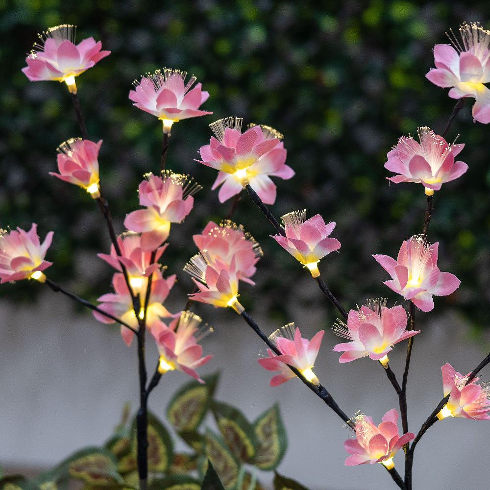 QVC Garden Reflections Set Di Due Piantine Artificiali Luminose Con Fiori Rosa