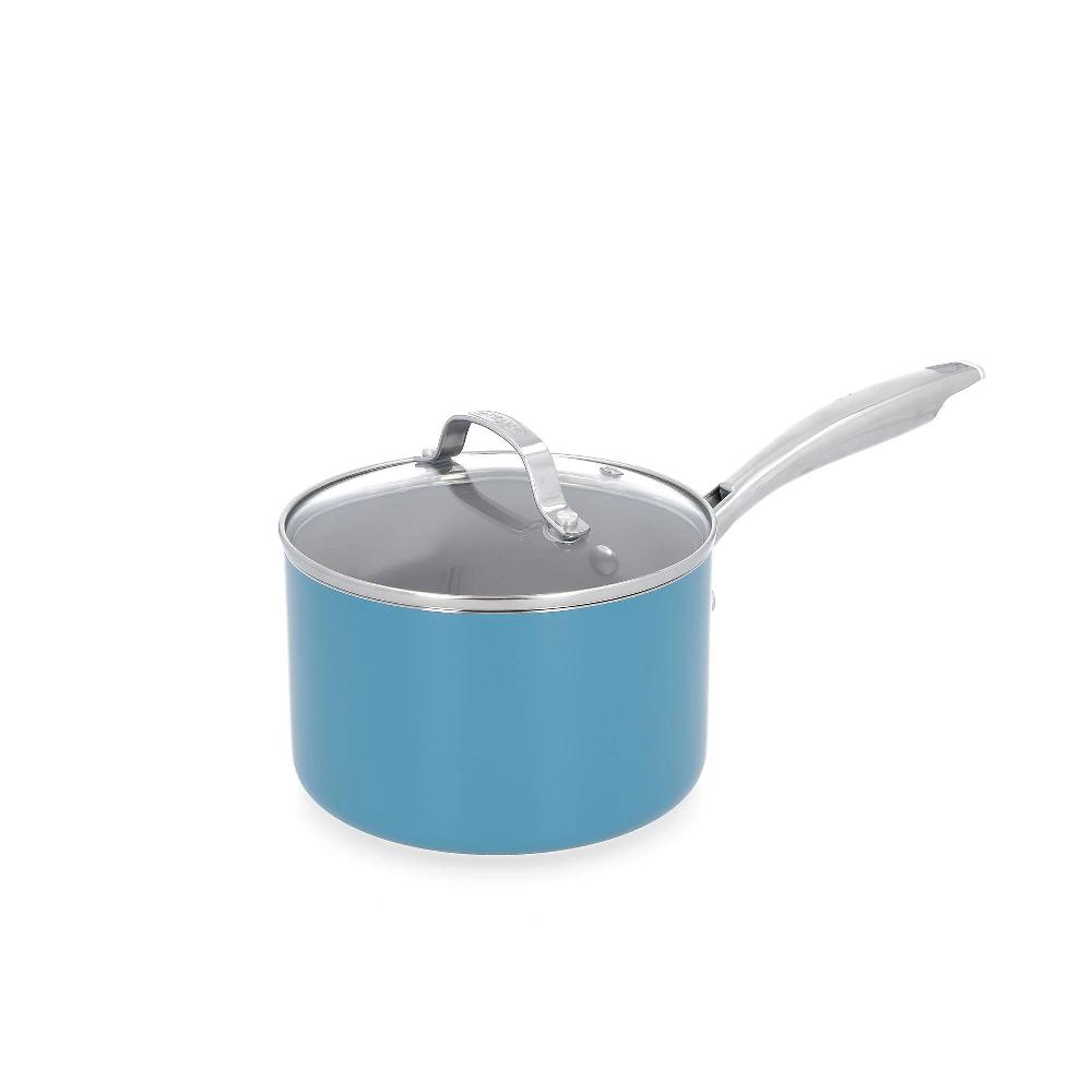 QVC Gotham Steel Ocean Blue Set 5 Pz: 2 Padelle 1 Casseruola 2 Coperchi